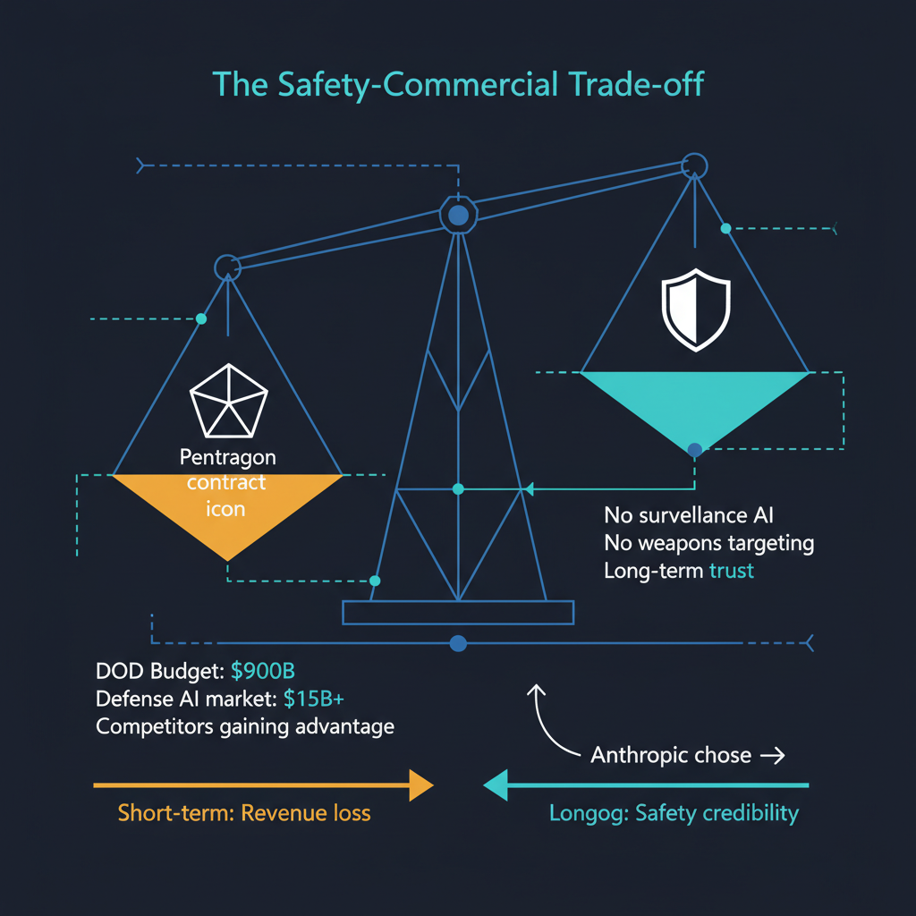 AI safety principles vs commercial opportunity trade-off framework