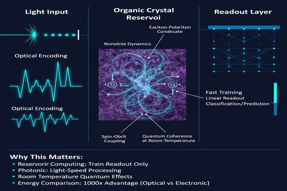 Photonic Reservoir Organic Crystal - Architecture Diagram